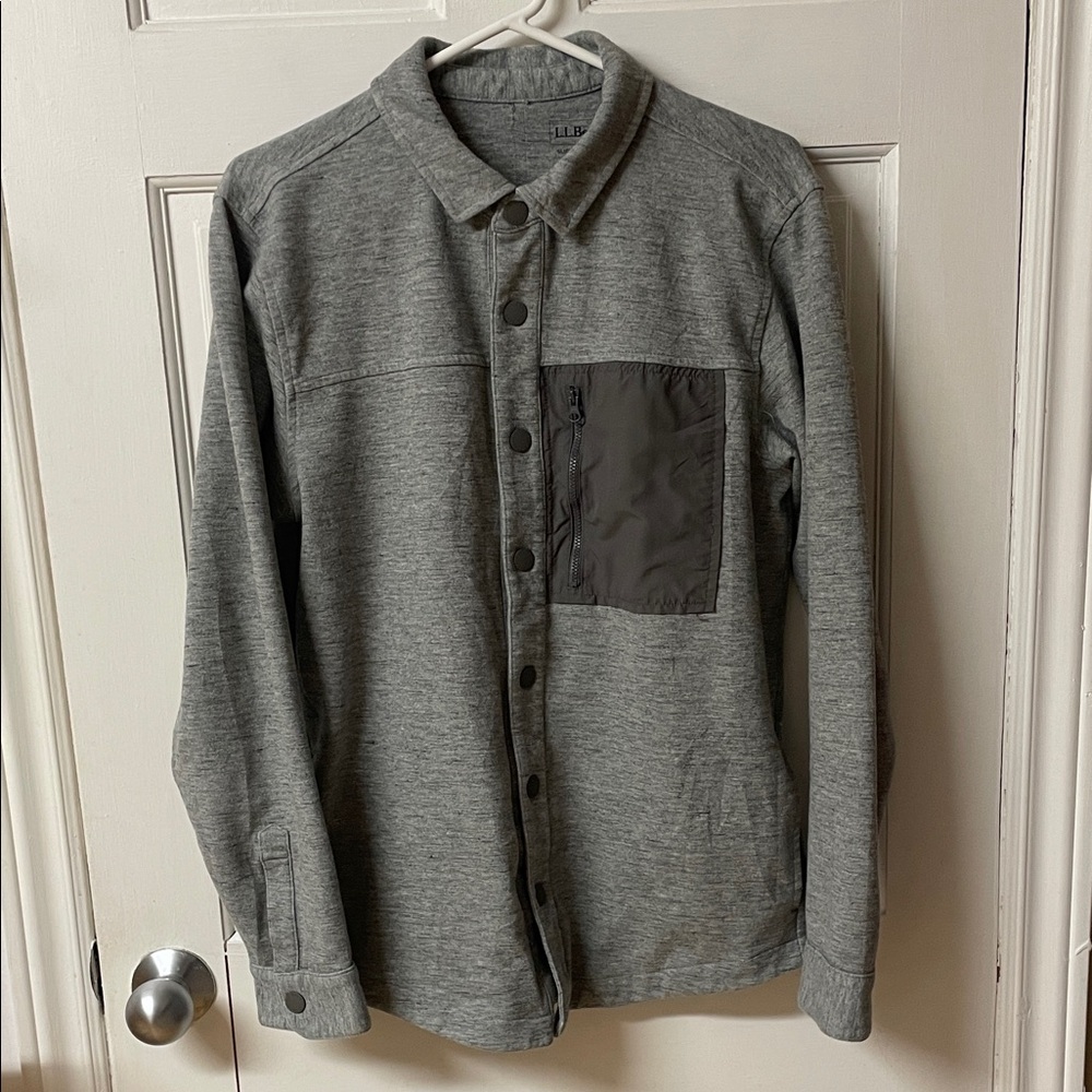 L.L. Bean Explorer Grey Snap-Front Slightly Fitted Dress Shirt Men's size M tall